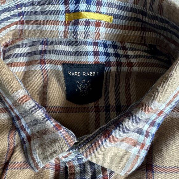 Rare Rabbit Men’s Tan Plaid Button-Down Shirt – Long Sleeve – Size Large - Picture 4 of 6